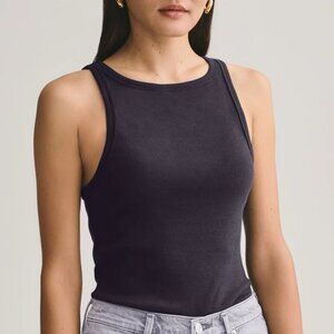 Agolde Rib High Neck Tank in Black